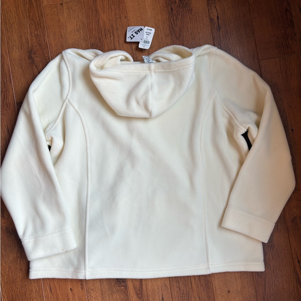 NWT Women's L.L. Bean Hooded Fleece Jacket. Ivory Cream. Size 2X - Picture 3 of 6
